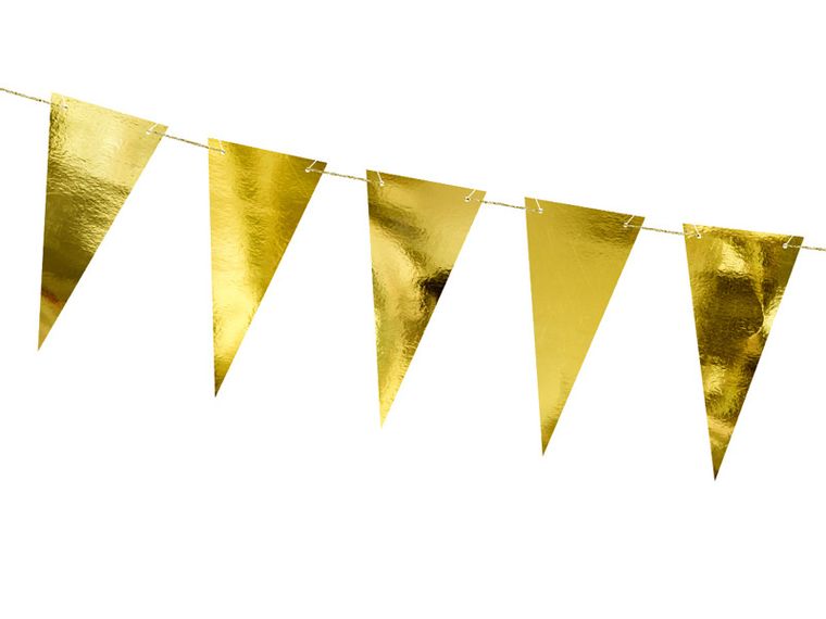PartyDeco, girlanda flagietki, złoty, 2,15 m