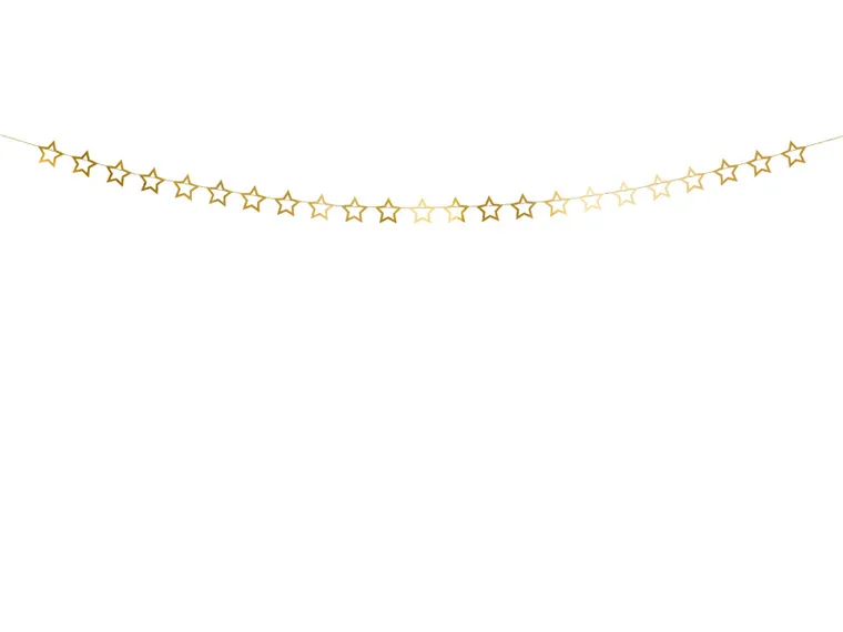 PartyDeco, girlanda papierowa, Gwiazdki, złoty, 3 m