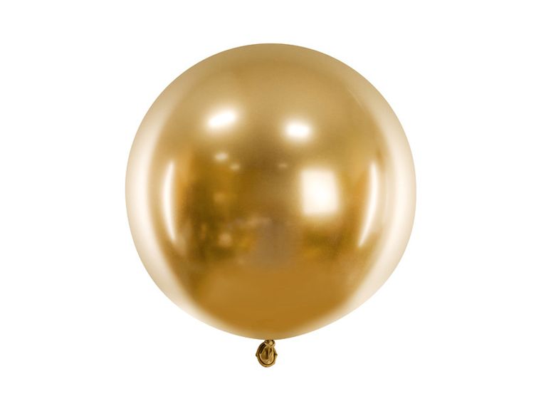 PartyDeco, Glossy, balon okrągły, 60 cm, złoty