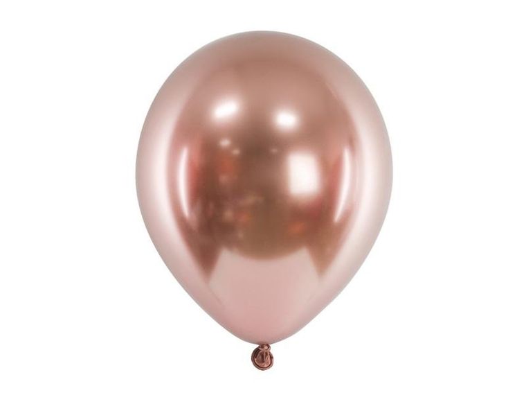 PartyDeco, Glossy, balony, różowe złoto, 46 cm, 5 szt.
