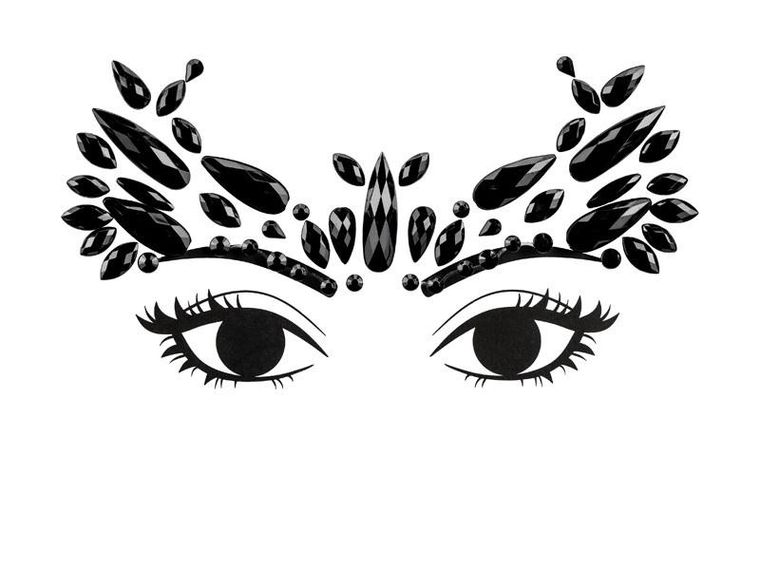 PartyDeco, Kryształki do twarzy, czarne, 14.5-5.5 cm