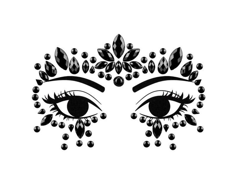 PartyDeco, Kryształki do twarzy, czarne, 15-9 cm