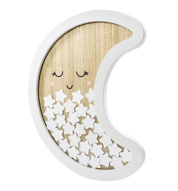 PartyDeco, księga gości, pamiątka dla dziecka, księżyc, biała