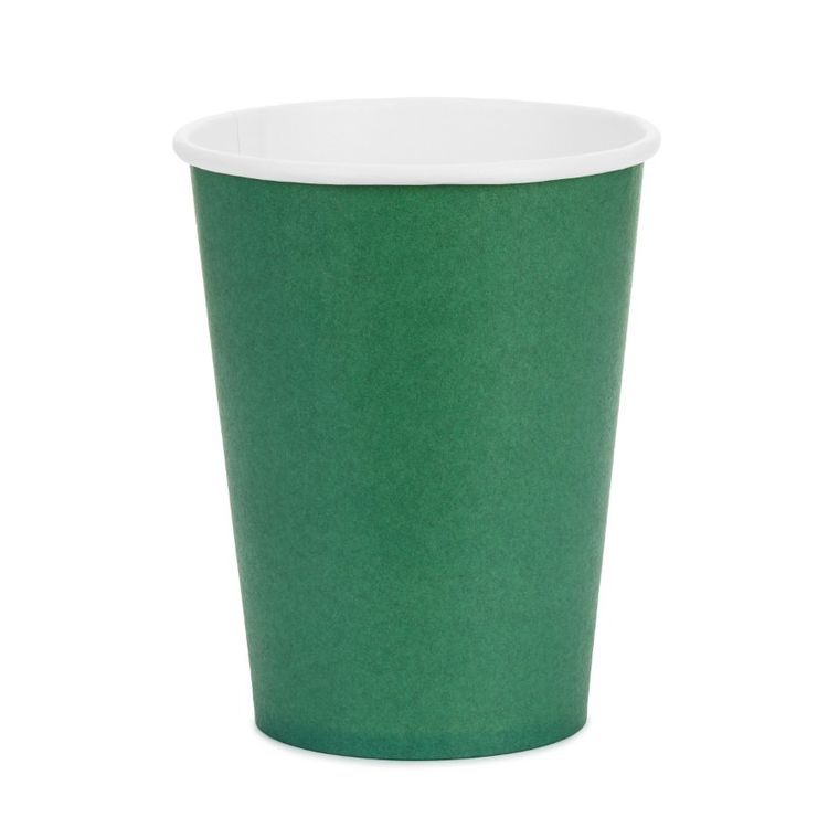 PartyDeco, kubeczki papierowe, ciemny zielony, 250 ml, 6 szt.