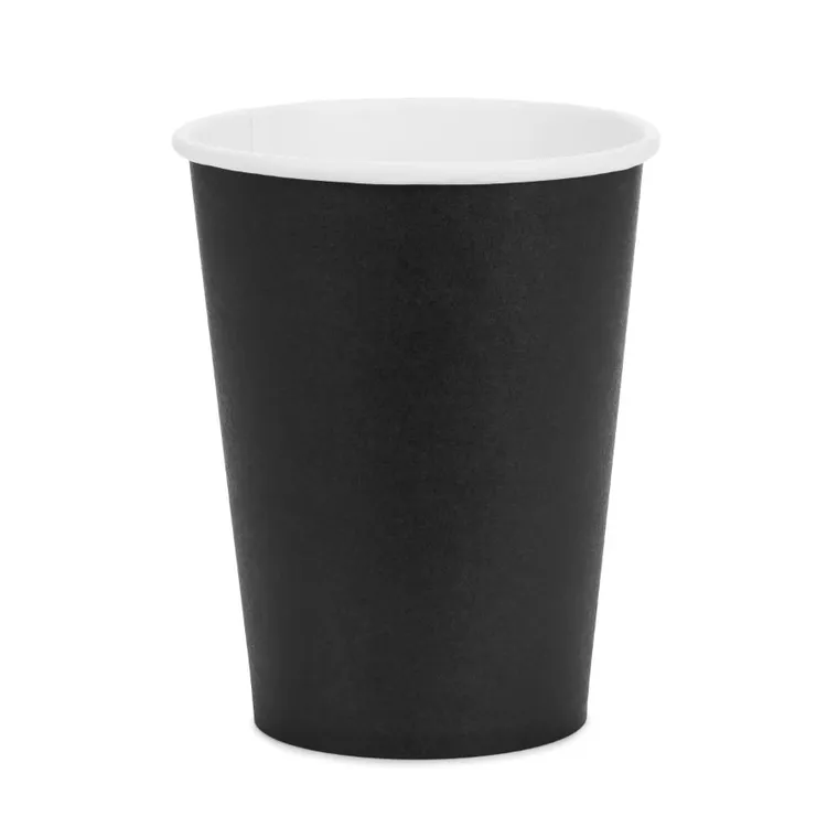 PartyDeco, kubeczki papierowe, czarny, 250 ml, 6 szt.