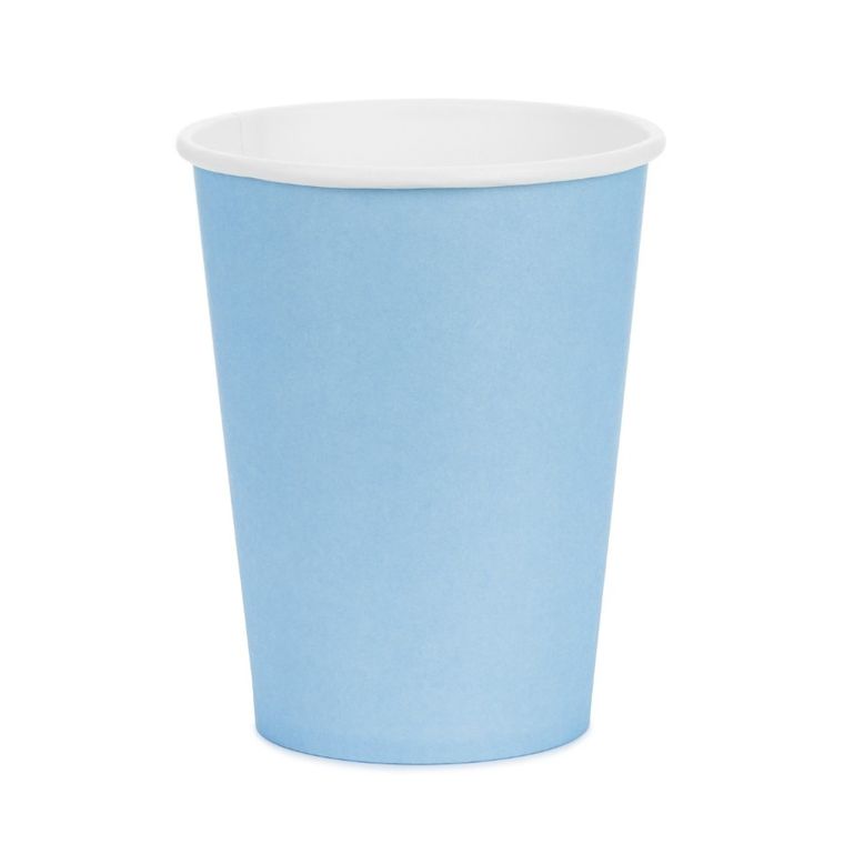 PartyDeco, kubeczki papierowe, jasny niebieski, 250 ml, 6 szt.