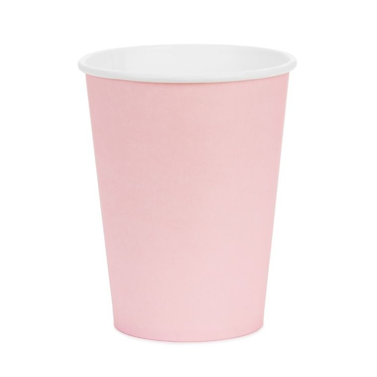 PartyDeco, kubeczki papierowe, jasny różowy, 250 ml, 6 szt.