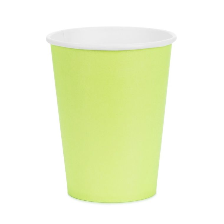 PartyDeco, kubeczki papierowe, jasny zielony, 250 ml, 6 szt.