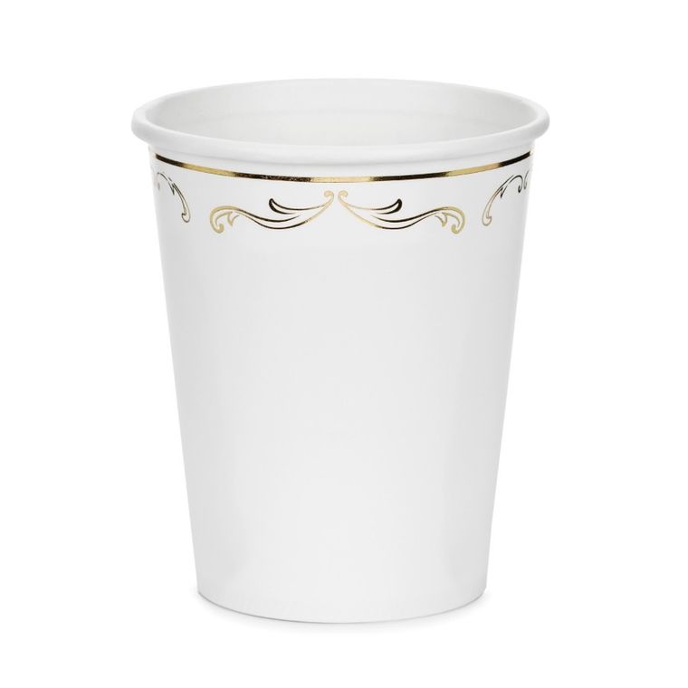 PartyDeco, kubeczki z ornamentem, białe, 220 ml, 6 szt.