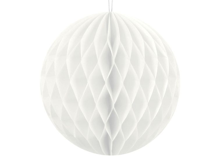 PartyDeco, kula bibułowa, biała, 10 cm