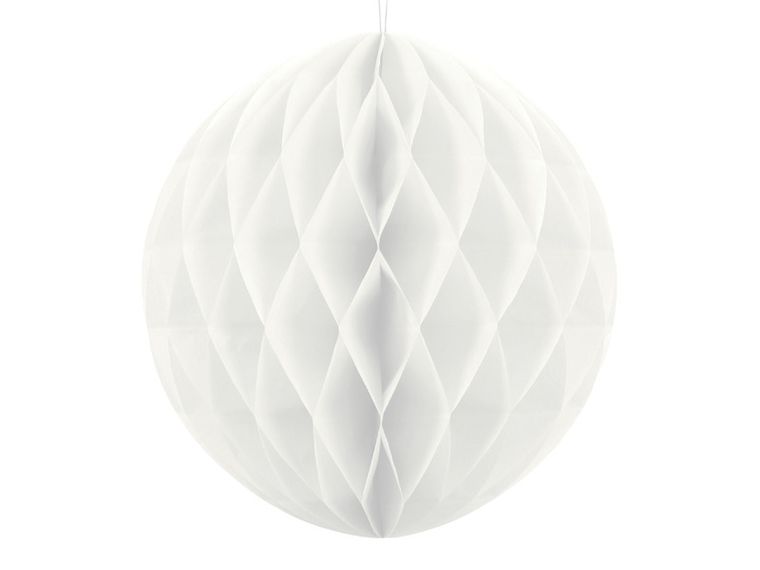 PartyDeco, kula bibułowa, biały, 20 cm