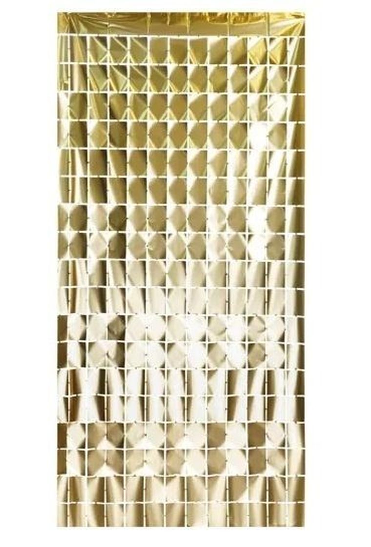 PartyDeco, kurtyna party, kwadraty, elegancki złoty, 100-200 cm