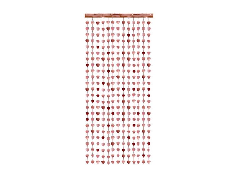 PartyDeco, kurtyna, serca, różowe złoto, 100-245 cm