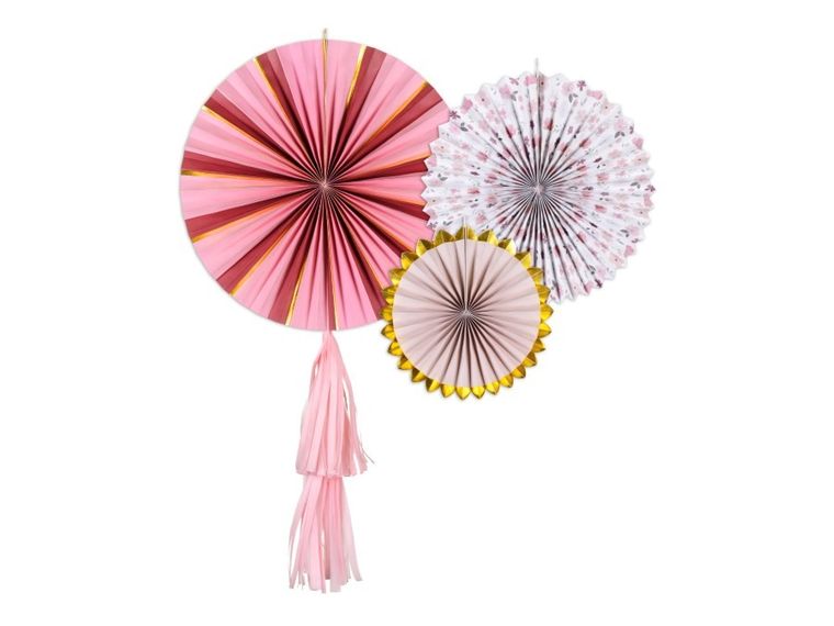 PartyDeco, Kwiaty, rozety dekoracyjne, 26-43 cm, 3 szt.