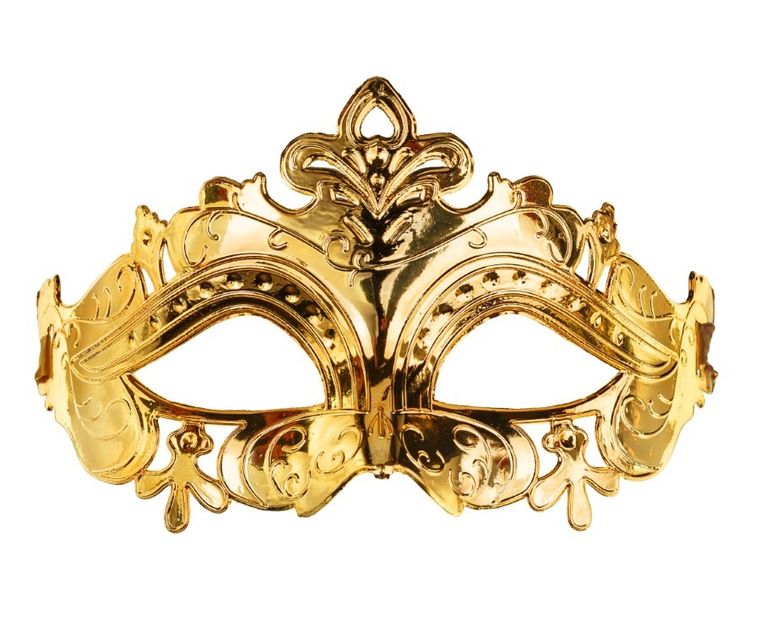 PartyDeco, maska karnawałowa, ciemny złoty, 17-9 cm