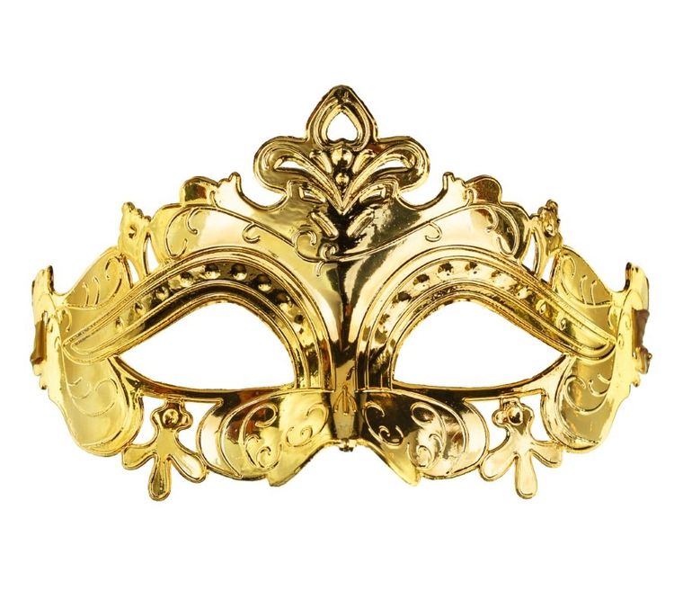 PartyDeco, maska karnawałowa, złoty, 17-9 cm
