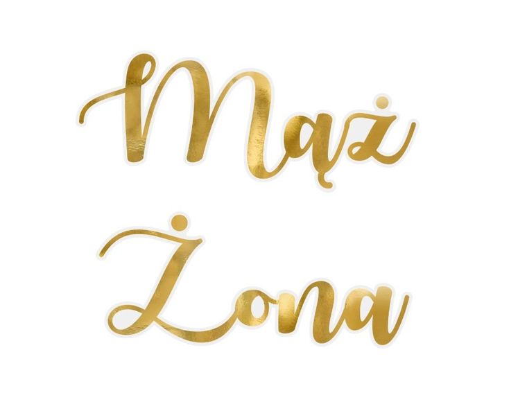 PartyDeco, naklejki na kieliszki, mąż i żona, złoty, 2 szt.