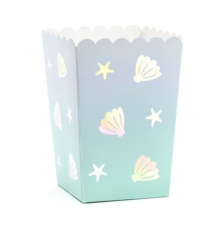 PartyDeco, Narwal Party, ozdobne pudełka na popcorn, narwal, 6 szt., mix