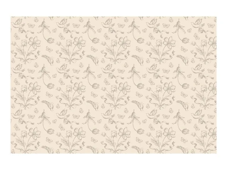 PartyDeco, obrus, beżowe kwiaty, 180-120 cm