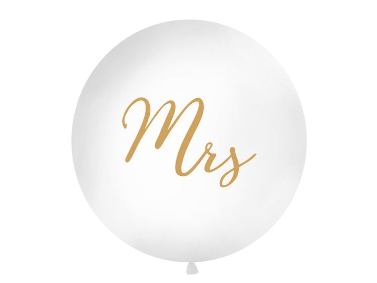 PartyDeco, olbrzymi okrągły balon, Mrs, 1 m, biały