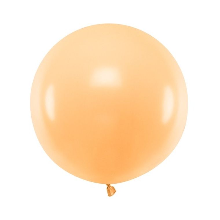 PartyDeco, olbrzymi okrągły balon, pastel, light peach, 60 cm