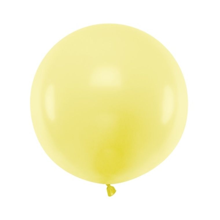 PartyDeco, olbrzymi okrągły balon, pastel, light yellow, 60 cm