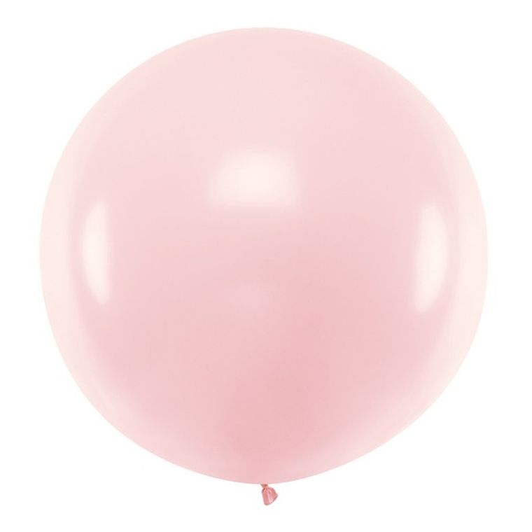 PartyDeco, olbrzymi okrągły balon, pastel, pale pink, 1 m