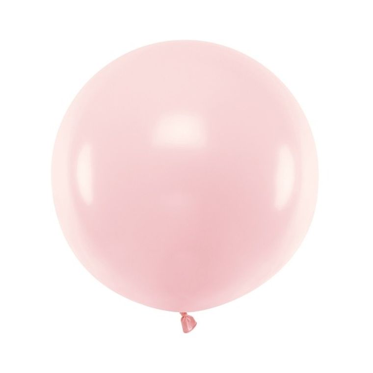 PartyDeco, olbrzymi okrągły balon, pastel, pale pink, 60 cm