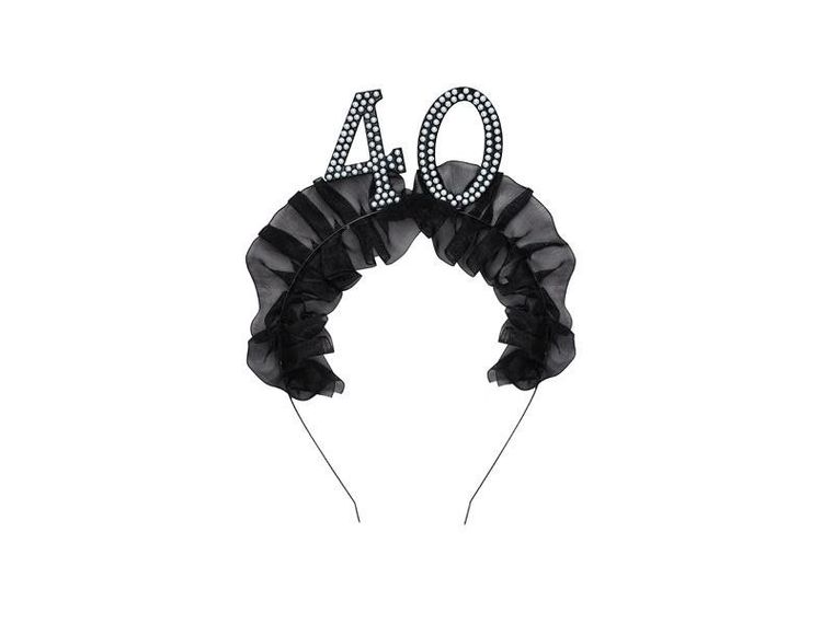 PartyDeco, opaska, 40 urodziny, z falbanką i perełkami