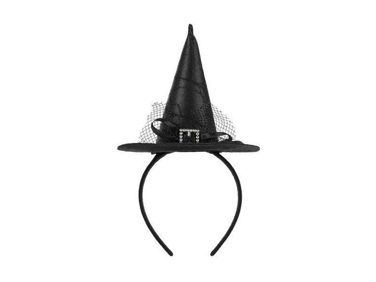 PartyDeco, opaska, Kapelusz Czarownicy, czarny, 17-28 cm