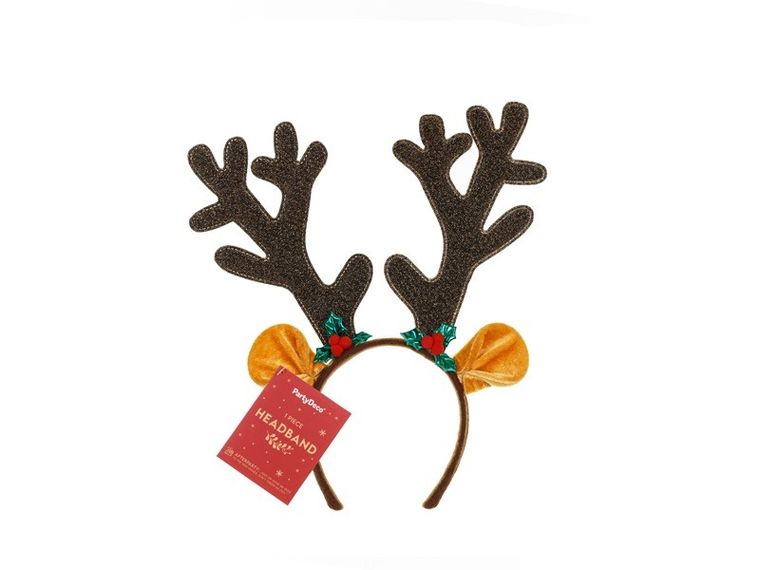 PartyDeco, opaska, Rogi Renifera z uszami, 29-34 cm