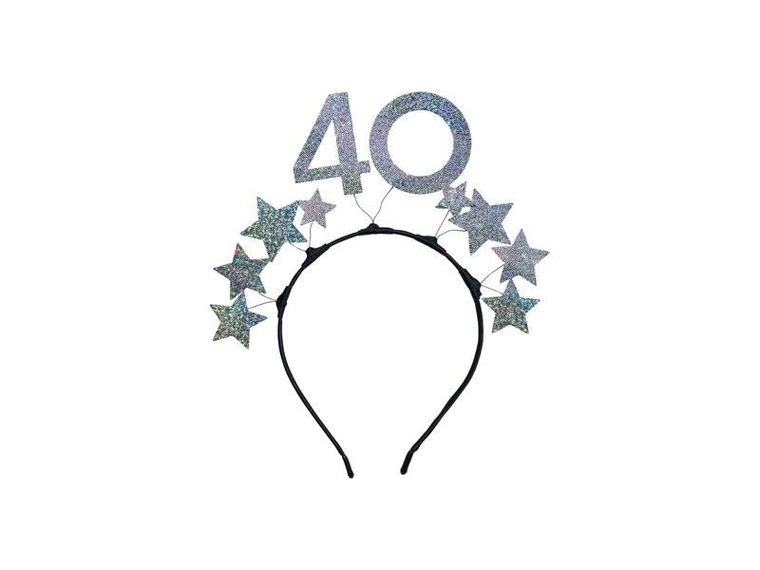 PartyDeco, opaska, z gwiazdkami, srebrna, 40