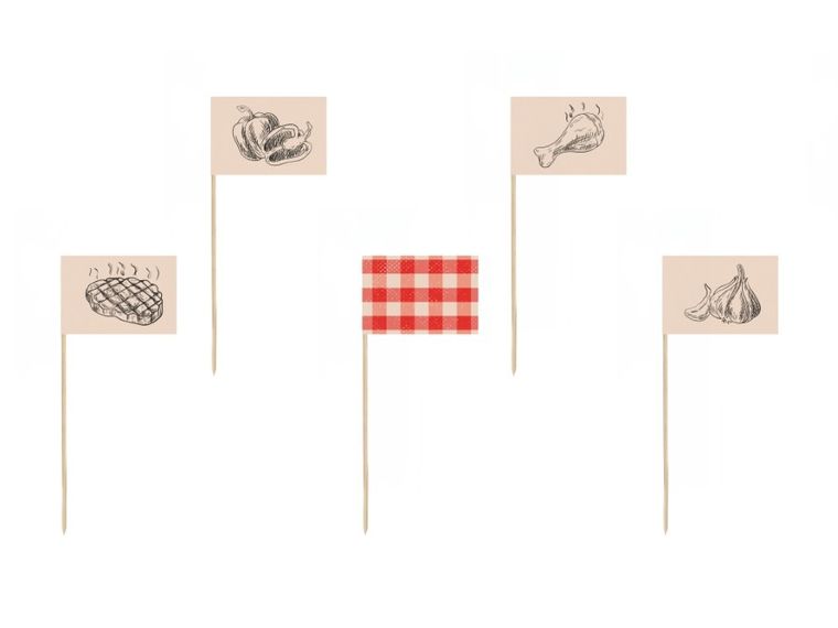 PartyDeco, ozdobne pikery na grilla, 15 cm, 12 szt.