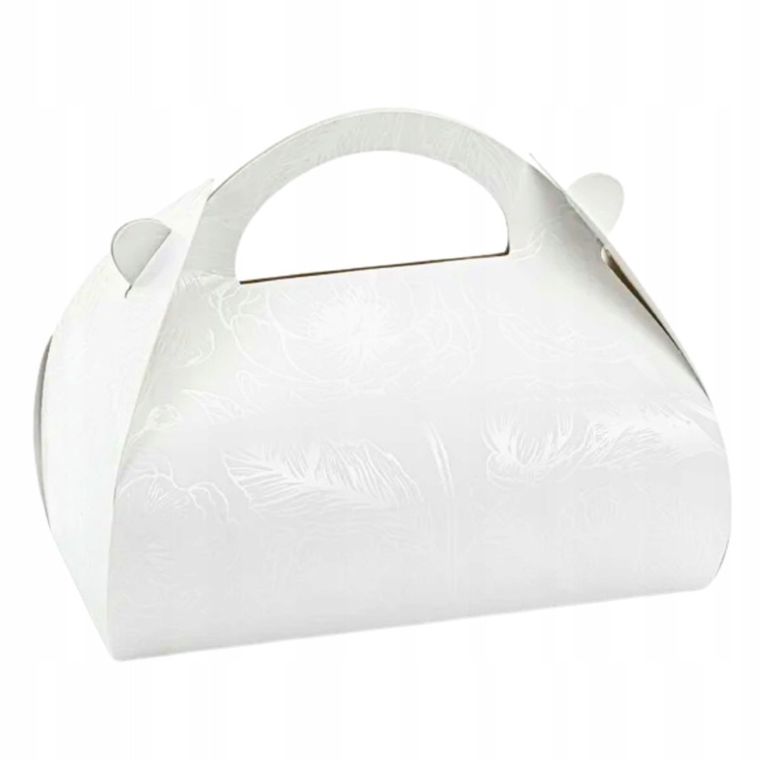 PartyDeco, ozdobne pudełka na ciasto, perłowe gałązki, 16-15-8 cm, biały, 10 szt.