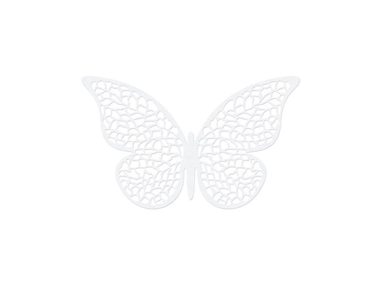 PartyDeco, papierowy motyl, białe, 6,5-4 cm, 10 szt.