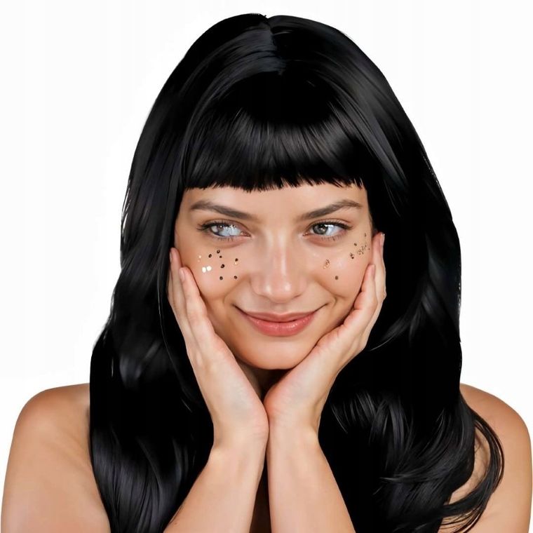 PartyDeco, peruka, długa, czarna