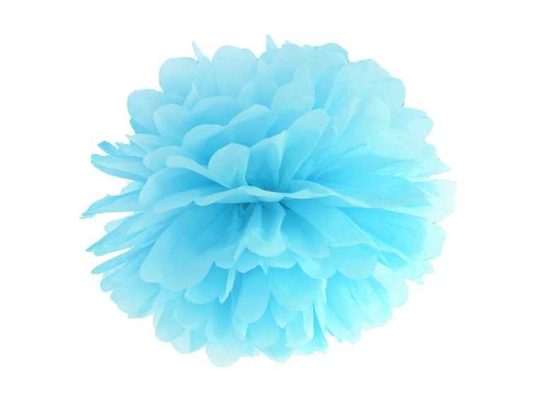 PartyDeco, pompon bibułowy, classic, błękitny, 25 cm