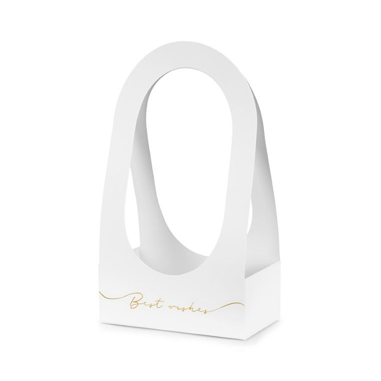 PartyDeco, pudełko na kwiaty flowerbox, best wishes, białe, 21,6-11,7-38,5 cm