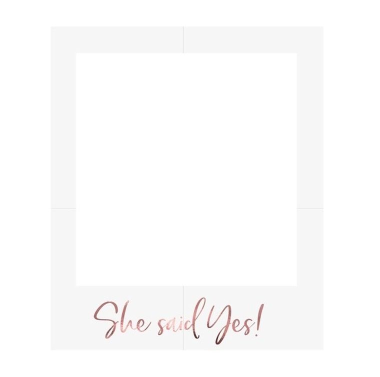 PartyDeco, ramka selfie, she said yes, różowe złoto