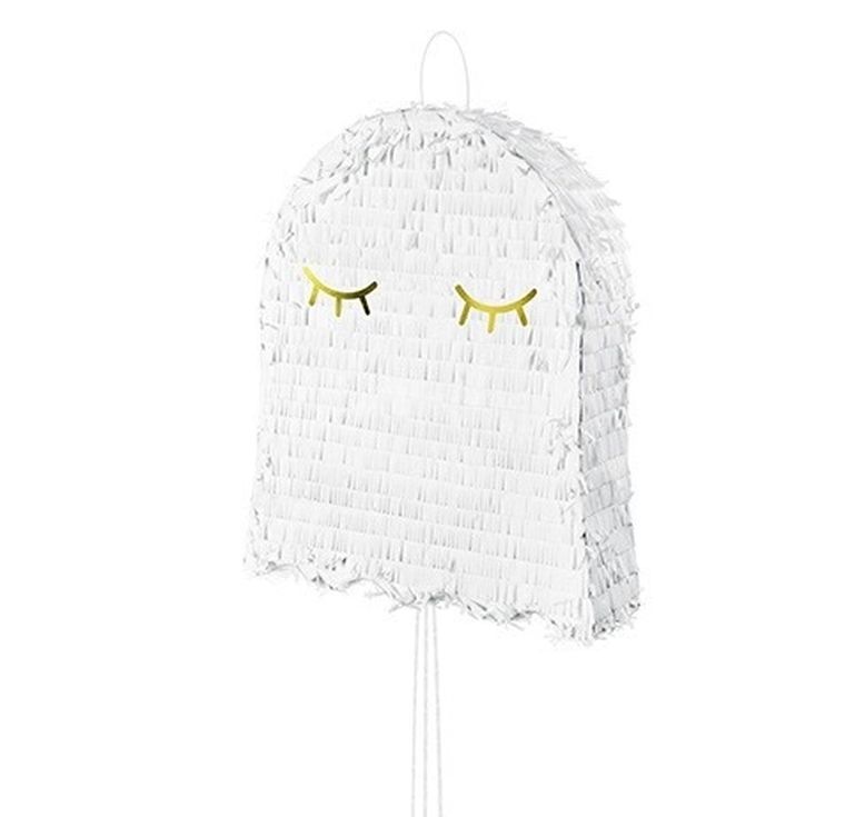 PartyDeco, Różowe Halloween, piniata urodzinowa, duch, biała