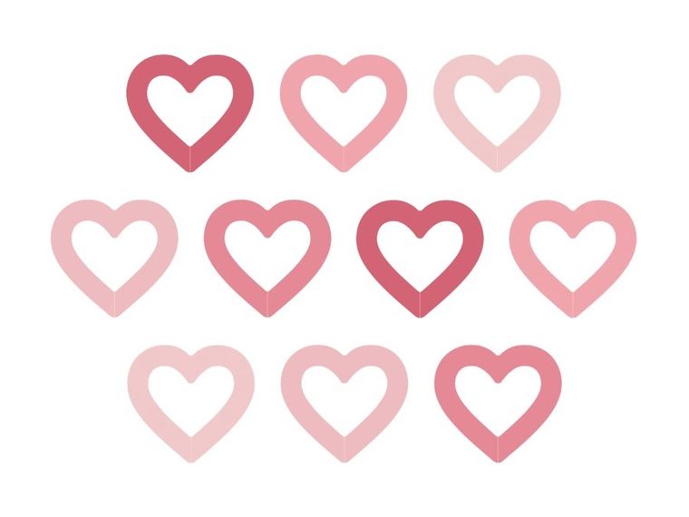 PartyDeco, Serca, znaczniki na kieliszki, 6,5-6 cm, 10 szt.