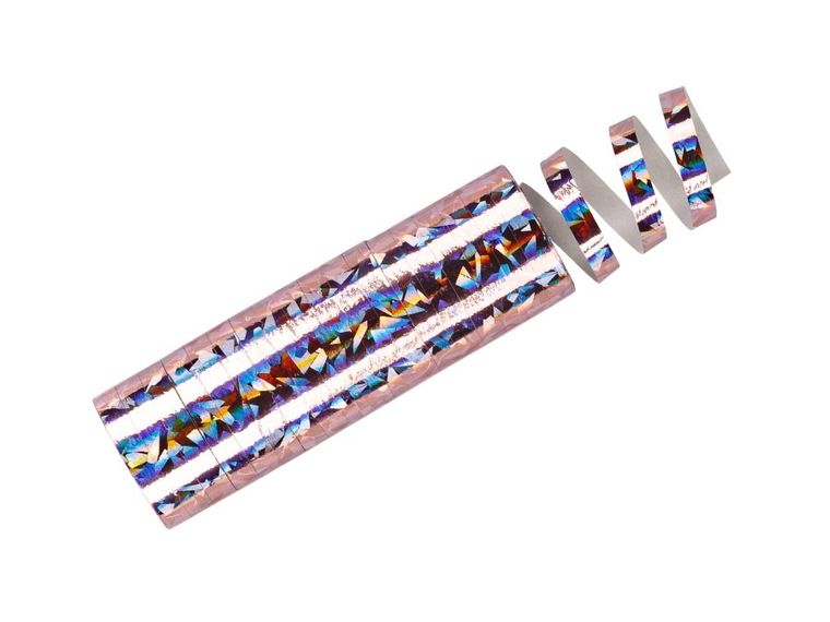 PartyDeco, serpentyny holograficzne, jasny różowy, 3,8m, 18 szt.