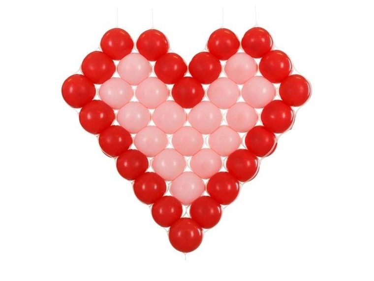 PartyDeco, siatka balonowa, serce, 63-58 cm