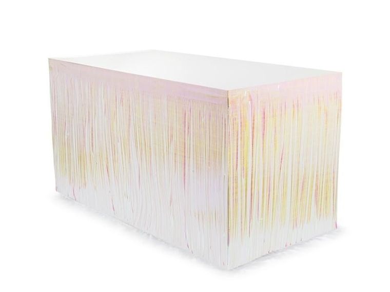 PartyDeco, skirting foliowy z frędzlami, opalizujący, 300-80 cm