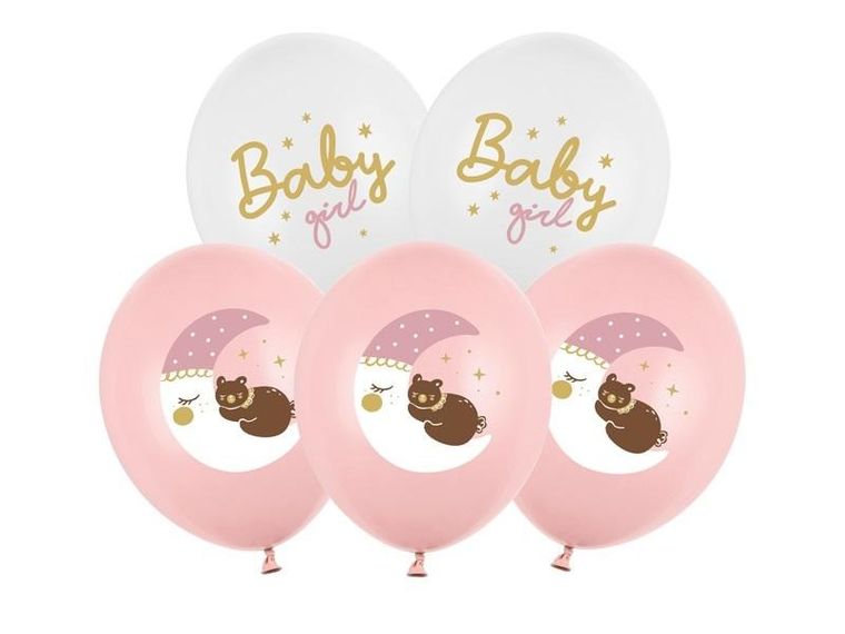 PartyDeco, Strong Pastel, balony, Baby girl, 30 cm, 6 szt.
