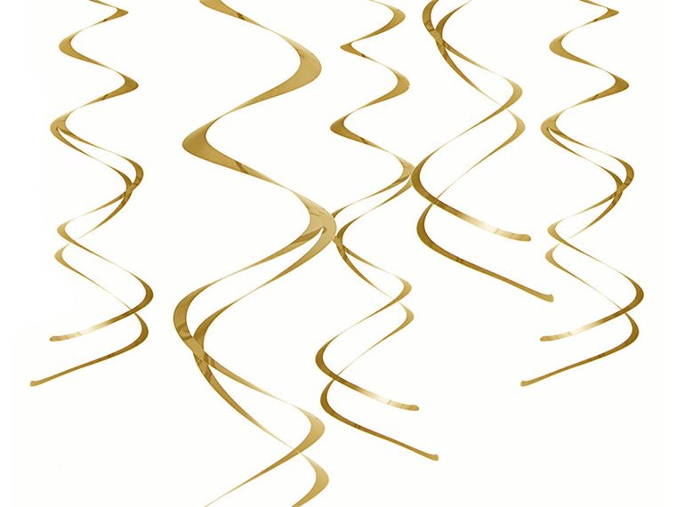 PartyDeco, świderki wiszące, złote, 5 szt.