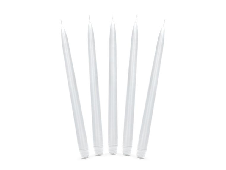 PartyDeco, świeca stożkowa matowa, białe, 24 cm, 10 szt.