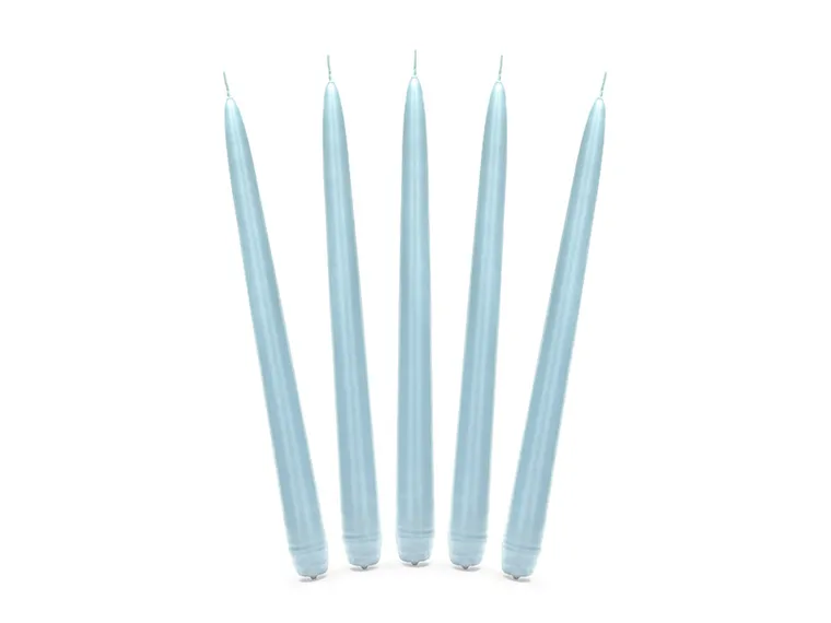 PartyDeco, świeca stożkowa matowa, błękit, 24 cm, 10 szt.