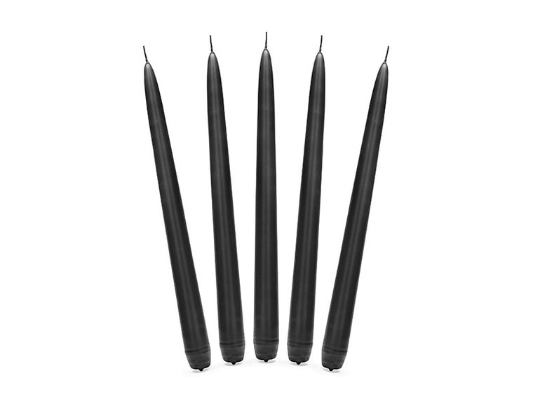 PartyDeco, świeca stożkowa matowa, czarny, 24 cm, 10 szt.