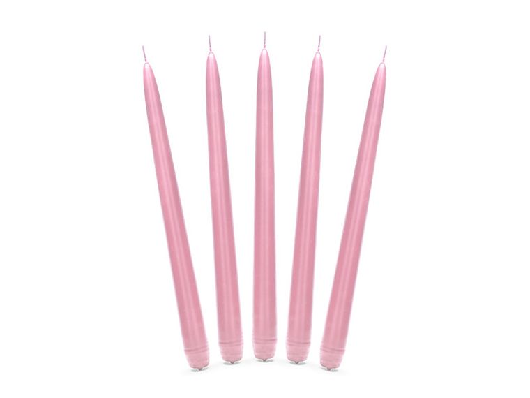 PartyDeco, świeca stożkowa matowa, jasny różowy, 24 cm, 10 szt.